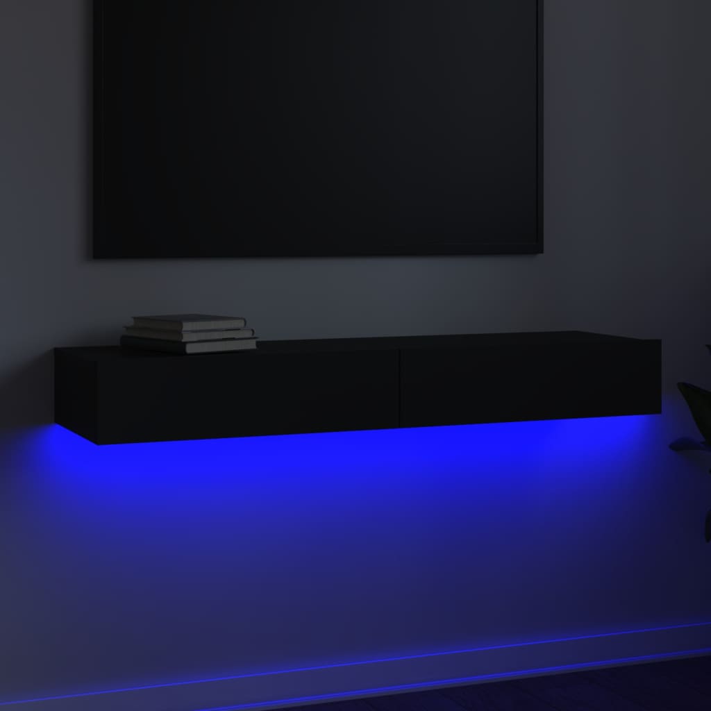 vidaXL tv-skab med LED-lys 120x35x15,5 cm sort