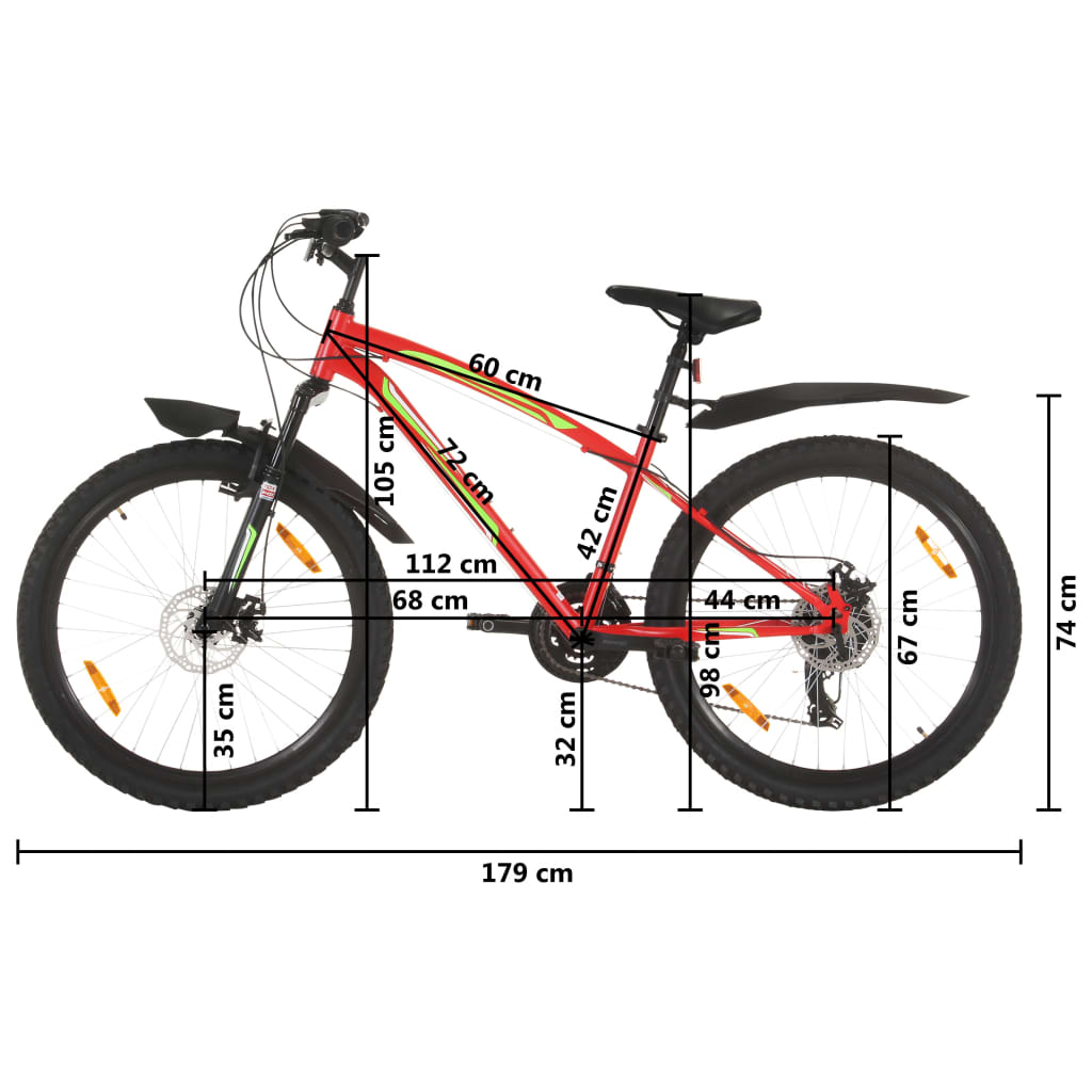 vidaXL mountainbike 21 gear 26 tommer hjul 42 rød |