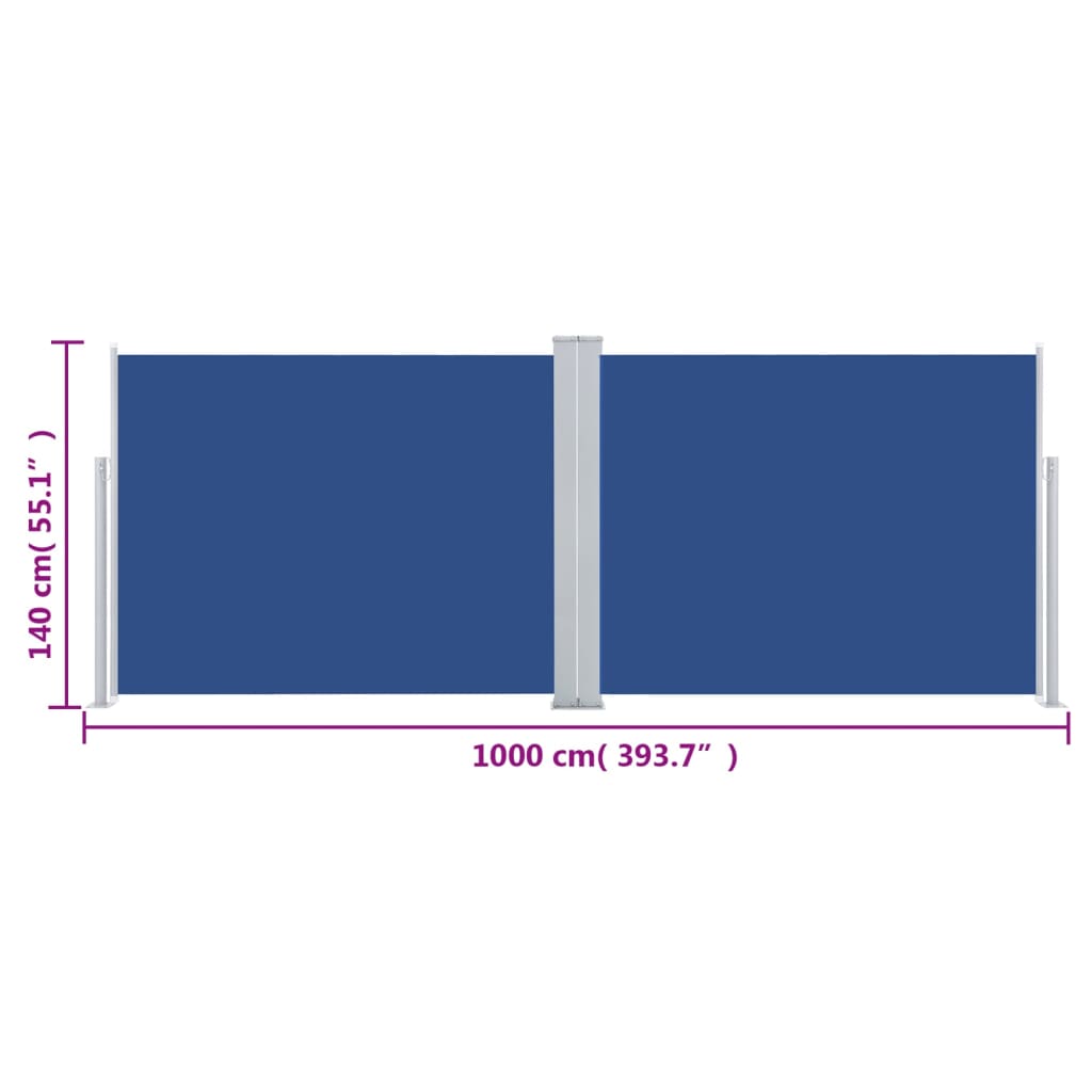 vidaXL sammenrullelig sidemarkise 140 x 1000 cm blå
