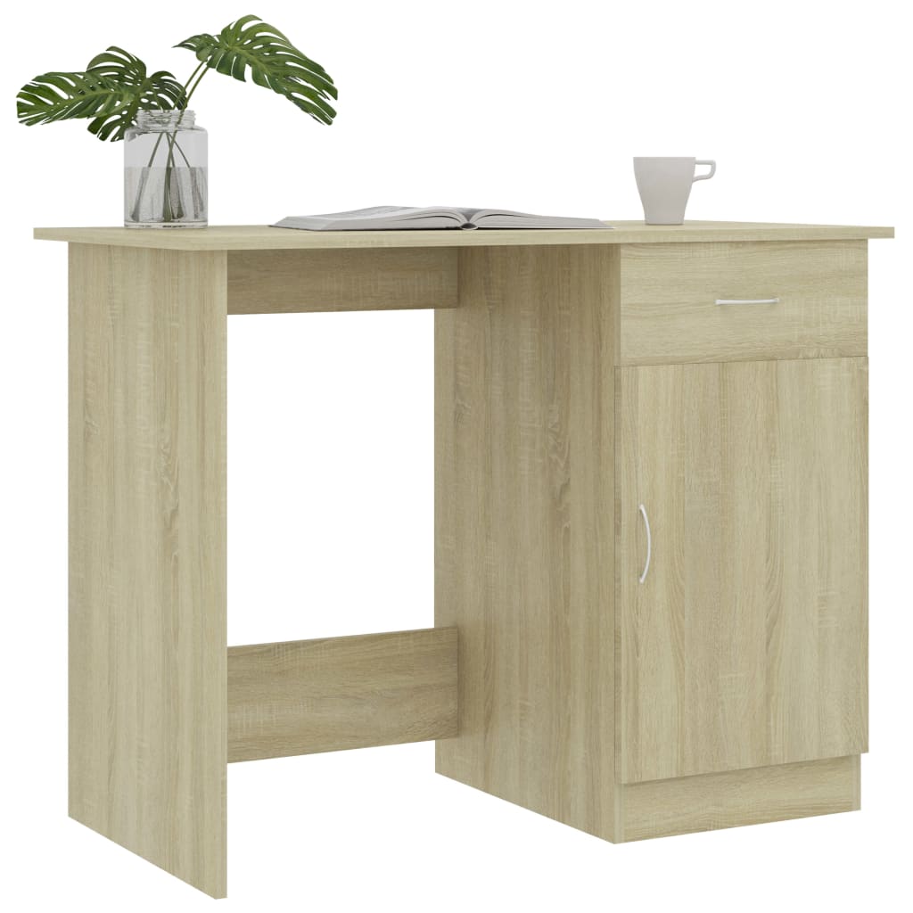 vidaXL skrivebord 100x50x76 cm konstrueret træ sonoma-eg