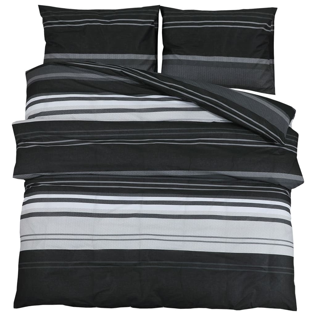 vidaXL sengetøj 200x220 cm bomuld sort og hvid
