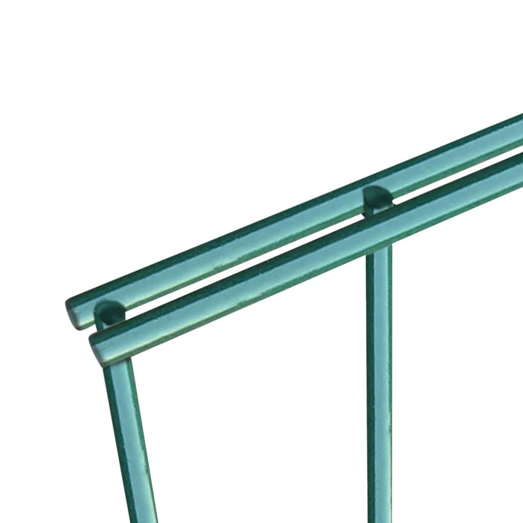 vidaXL hegnspanel med stolper pulverlakeret jern 6 x 1,6 m grøn