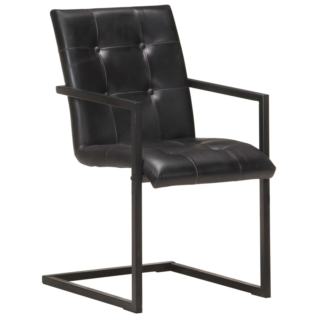 vidaXL spisebordsstole med cantilever 6 stk. ægte læder sort