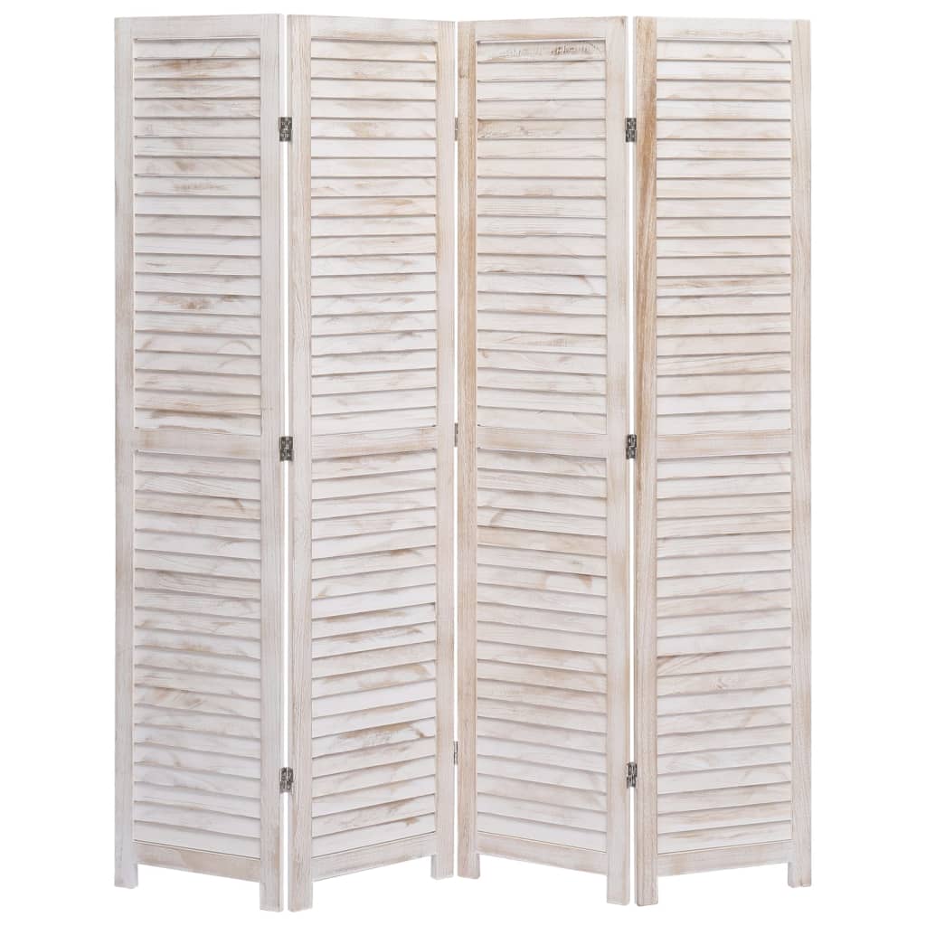 vidaXL 4-panels rumdeler 140 x 165 cm træ hvid