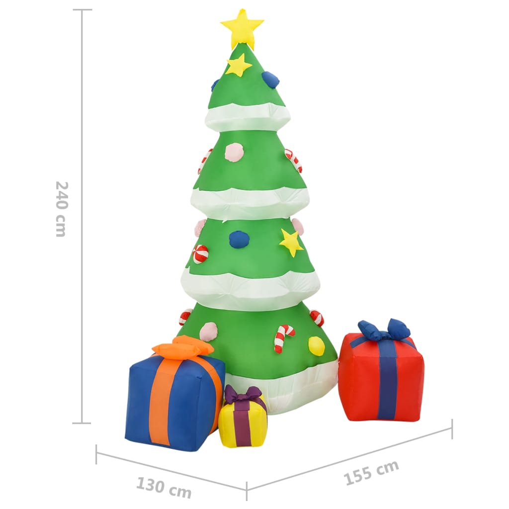 vidaXL oppustelige juletræ med LED indendørs og udendørs brug 240 cm