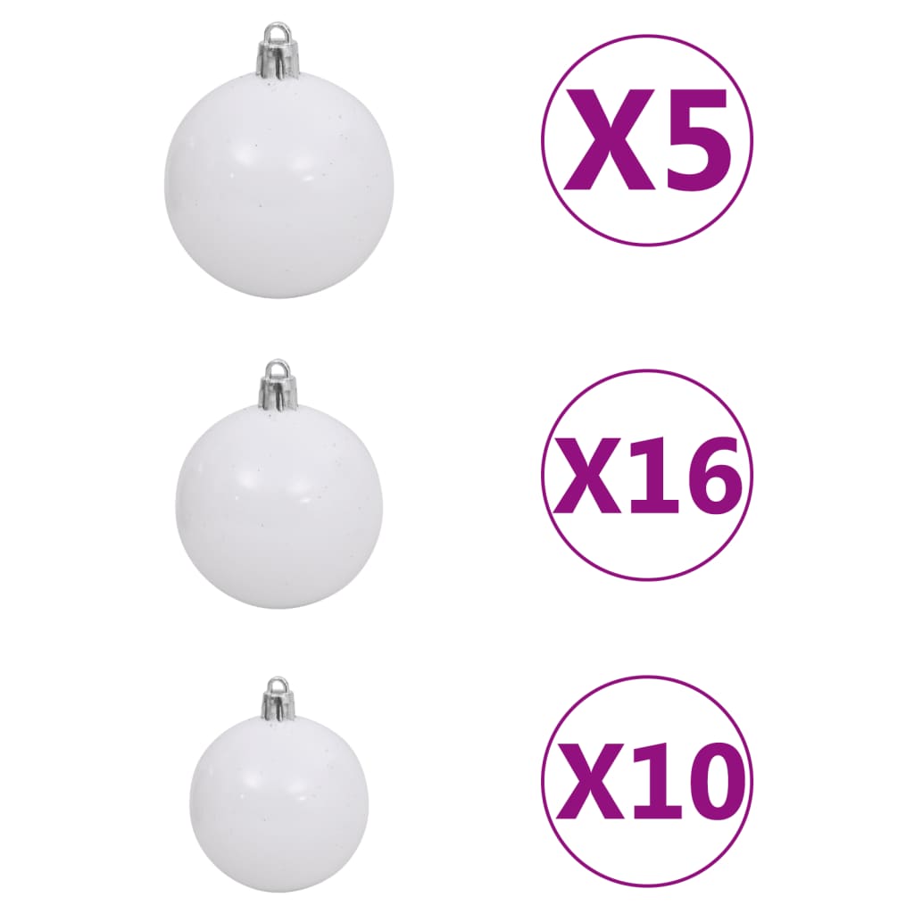 vidaXL julekuglesæt 120 dele med topspir 300 LED'er hvid og grå
