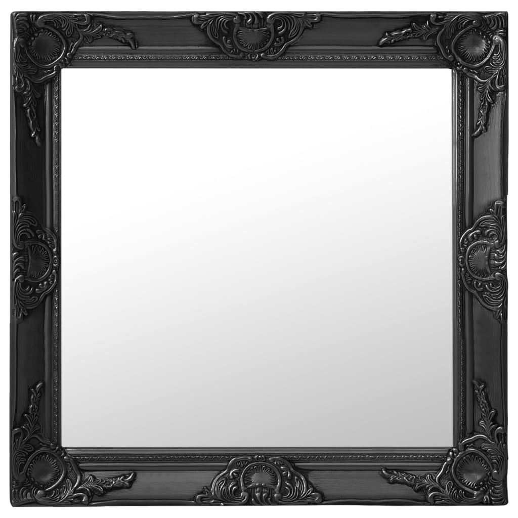 vidaXL vægspejl barokstil 60x60 cm sort