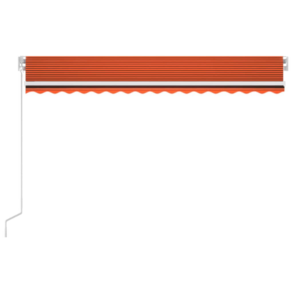 vidaXL markise m. LED + vindsensor 450x300 cm automatisk orange/brun