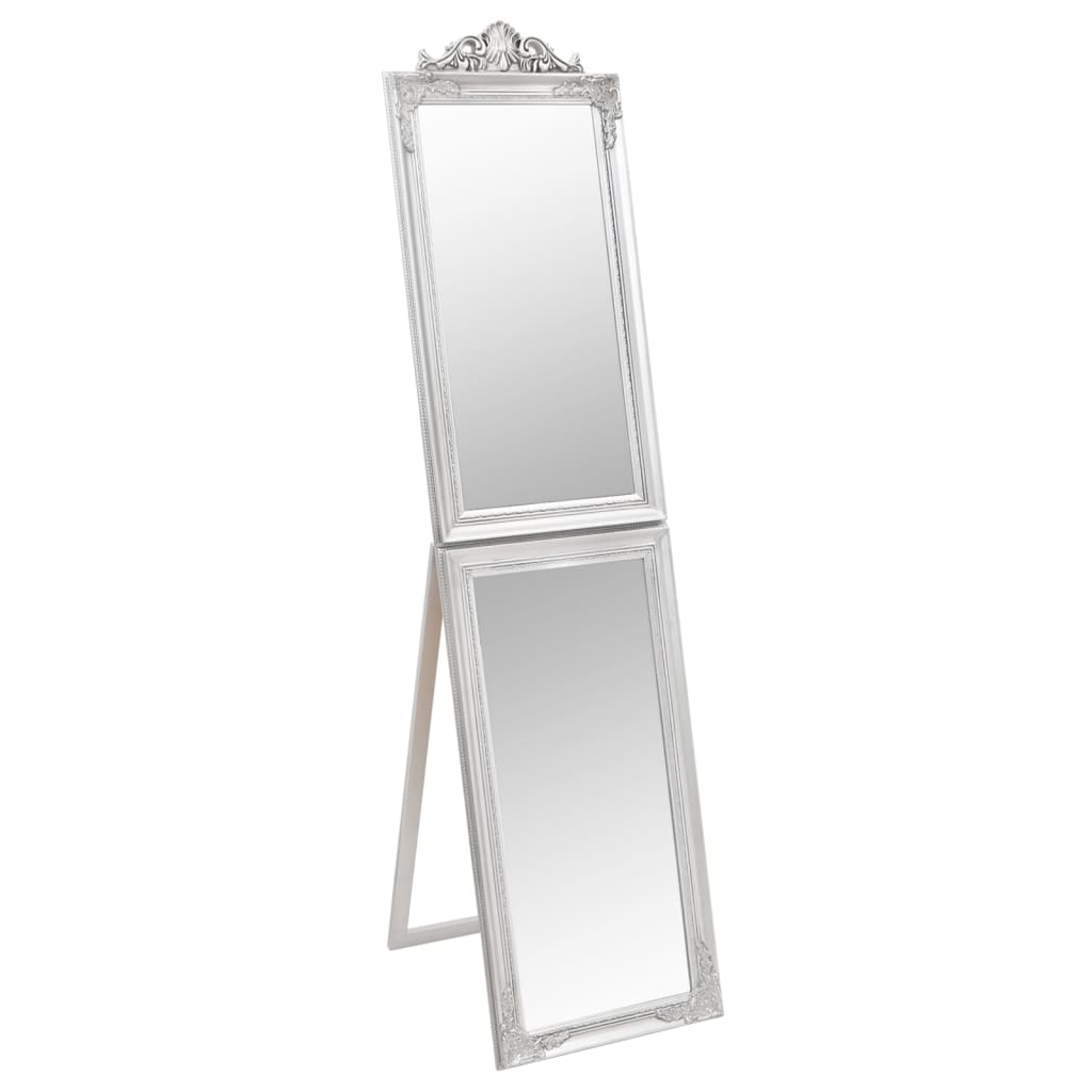 vidaXL fritstående spejl 50x200 cm sølvfarvet