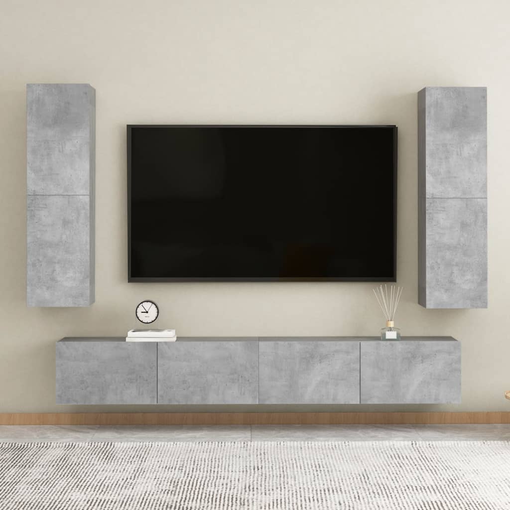 vidaXL tv-bord 30,5x30x110 cm konstrueret træ betongrå