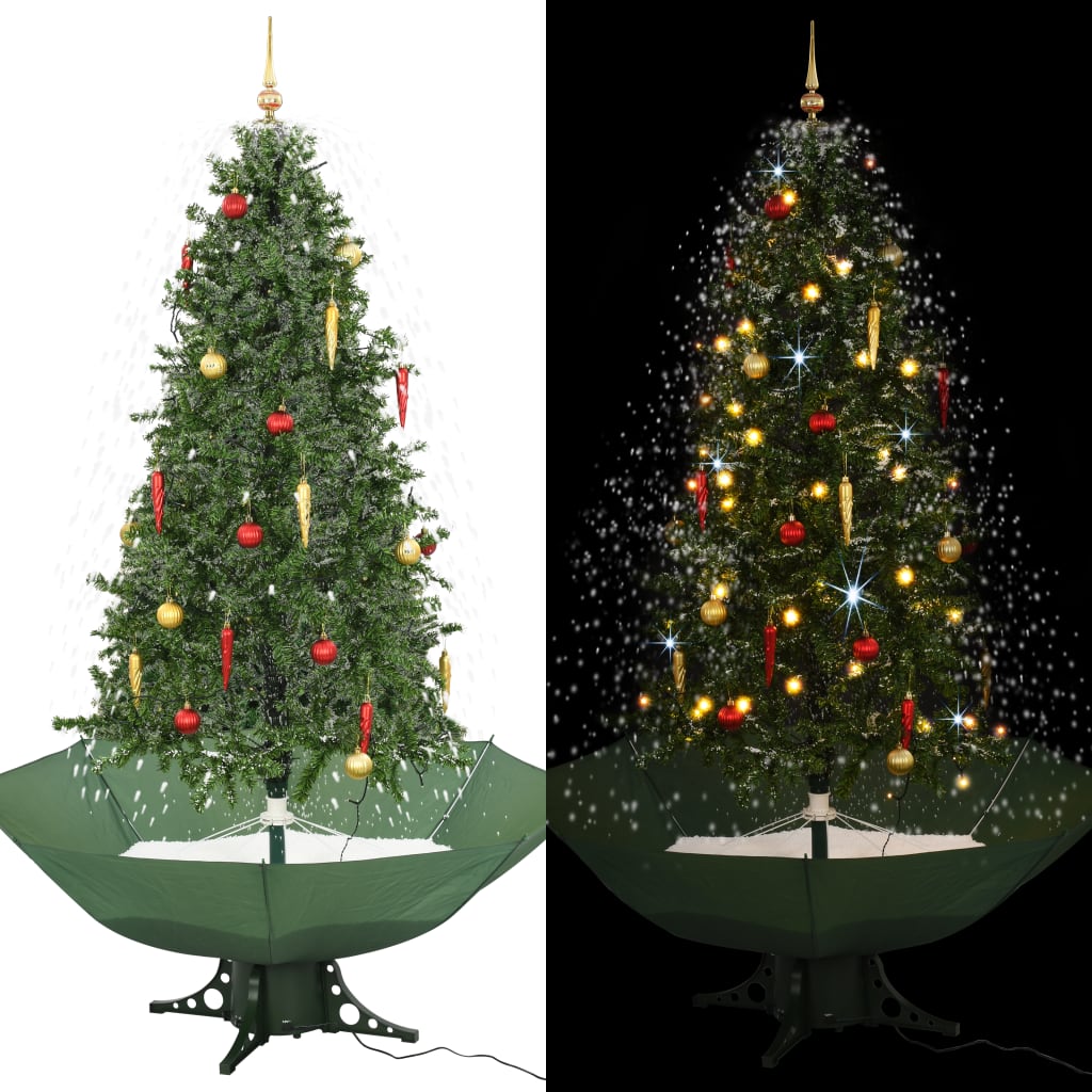vidaXL juletræ med snefald paraplyfod 190 cm grøn