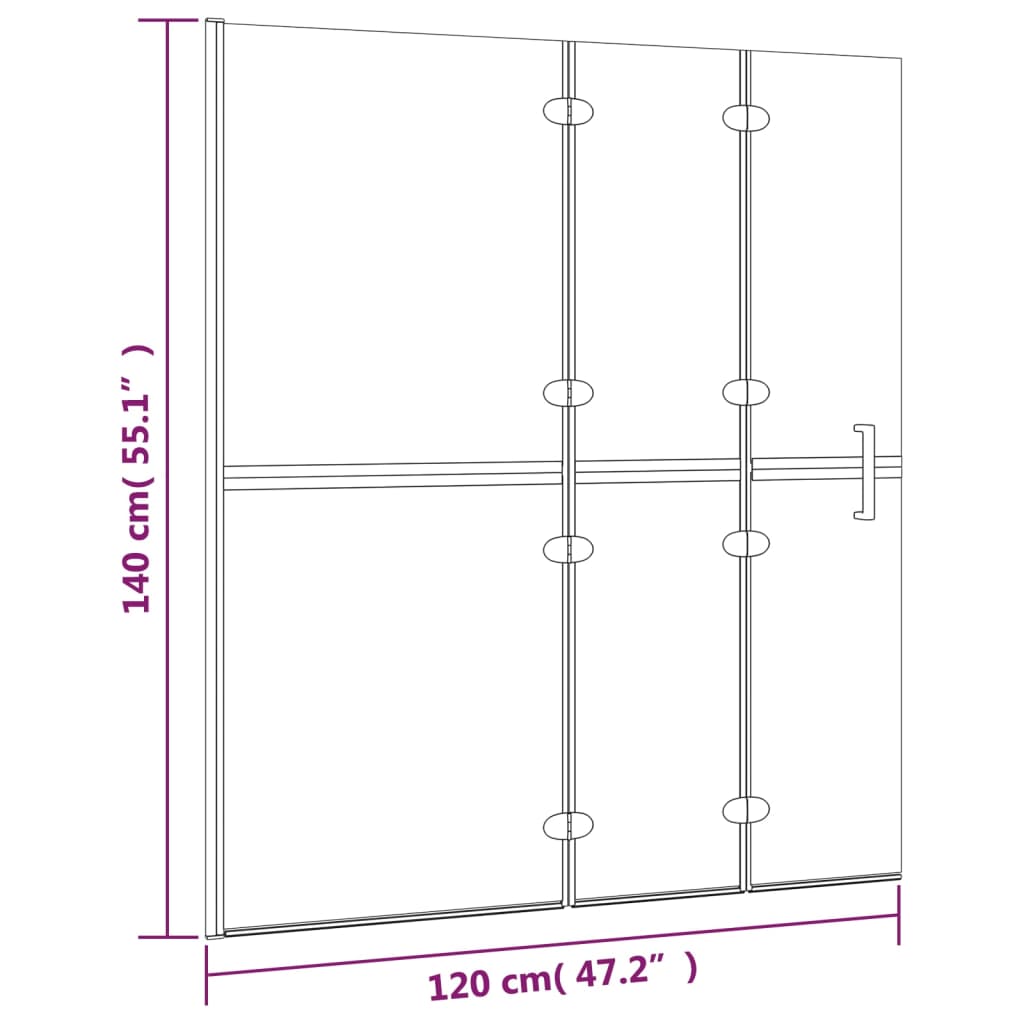 vidaXL foldbar bruseafskærmning 120x140 cm sikkerhedsglas hvid