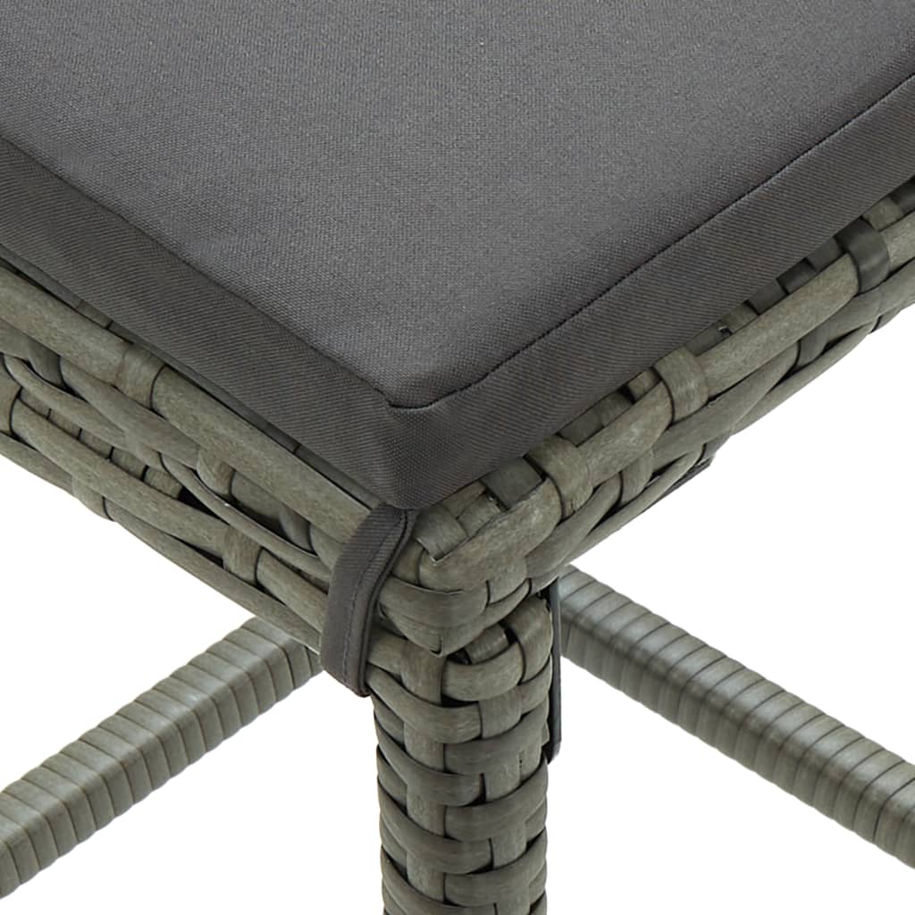 vidaXL barstole med hynder 3 stk. polyrattan grå