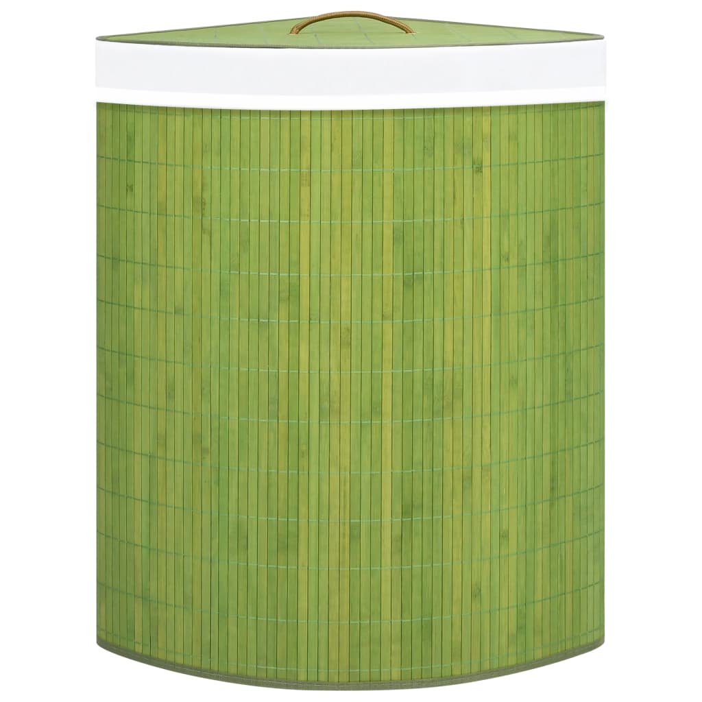 vidaXL hjørnevasketøjskurv 60 l bambus grøn