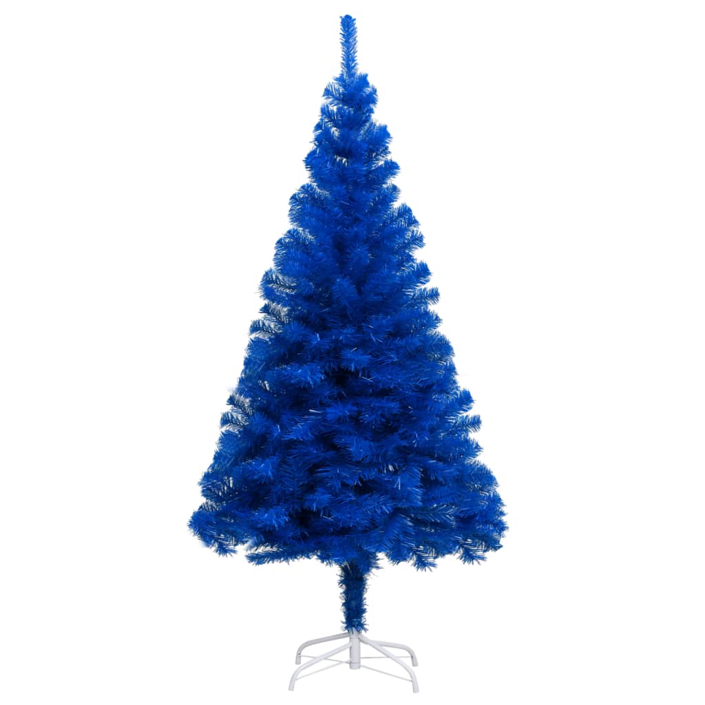 vidaXL kunstigt juletræ med lys og juletræsfod 150 cm PVC blå