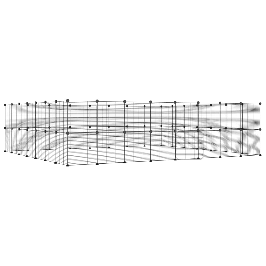 vidaXL 60-panels kæledyrsindhegning med låge 35x35 cm stål sort