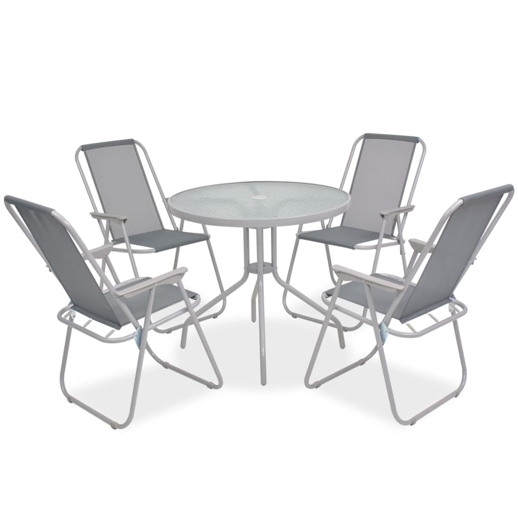 vidaXL udendørs spisebordssæt 6 delestål og textilene grå