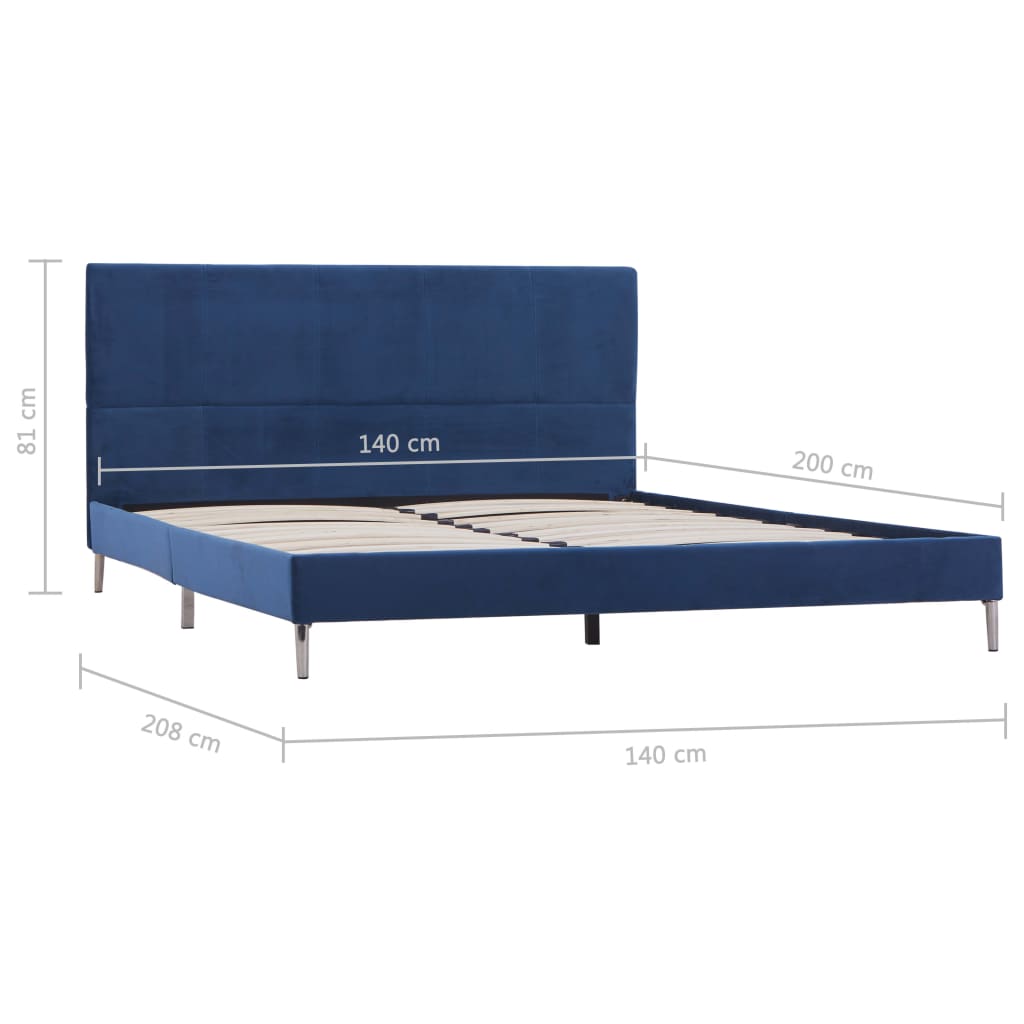 vidaXL sengestel 140 x 200 cm stof blå