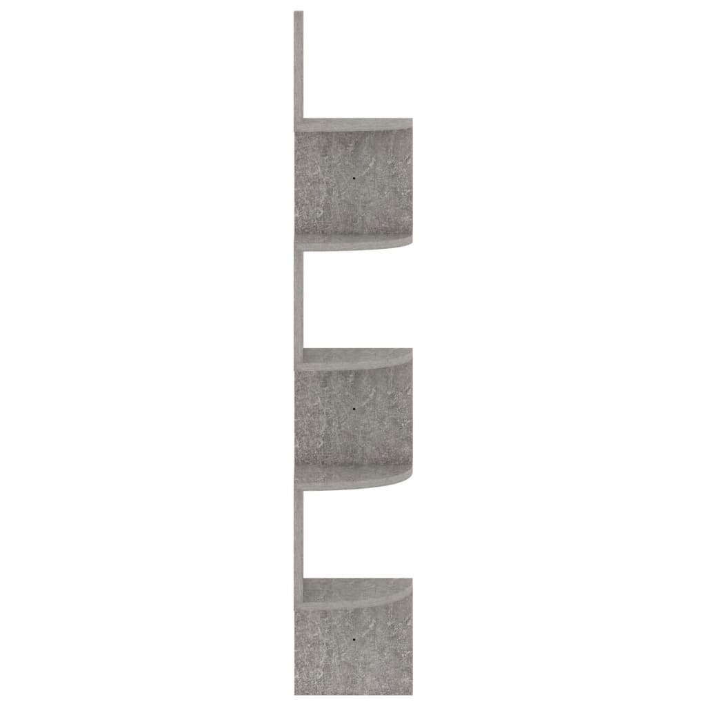 vidaXL væghængt hjørnehylde 19x19x123 cm konstrueret træ betongrå