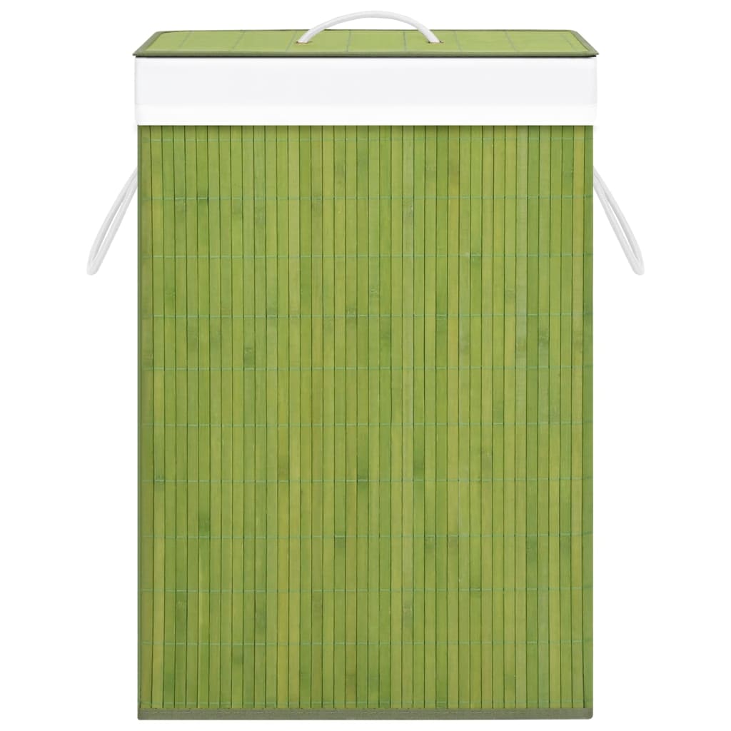 vidaXL vasketøjskurv med 2 rum 72 l bambus grøn