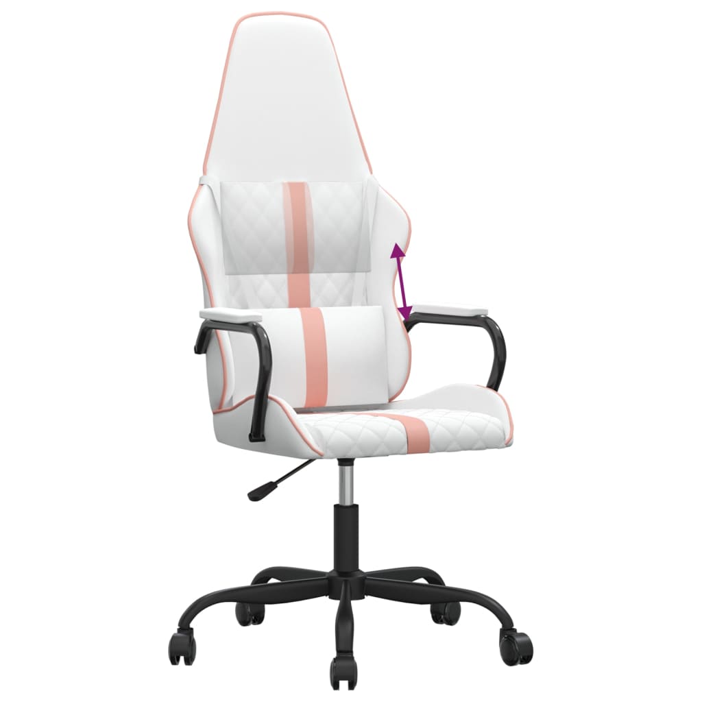 vidaXL gamingstol kunstlæder hvid og lyserød