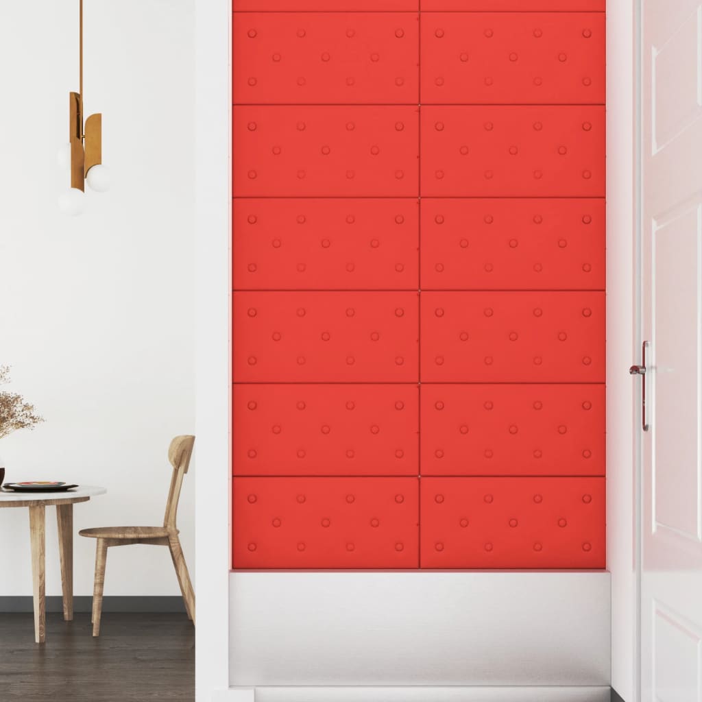 vidaXL vægpaneler 12 stk. 60x30 cm 2,16 m² kunstlæder rød