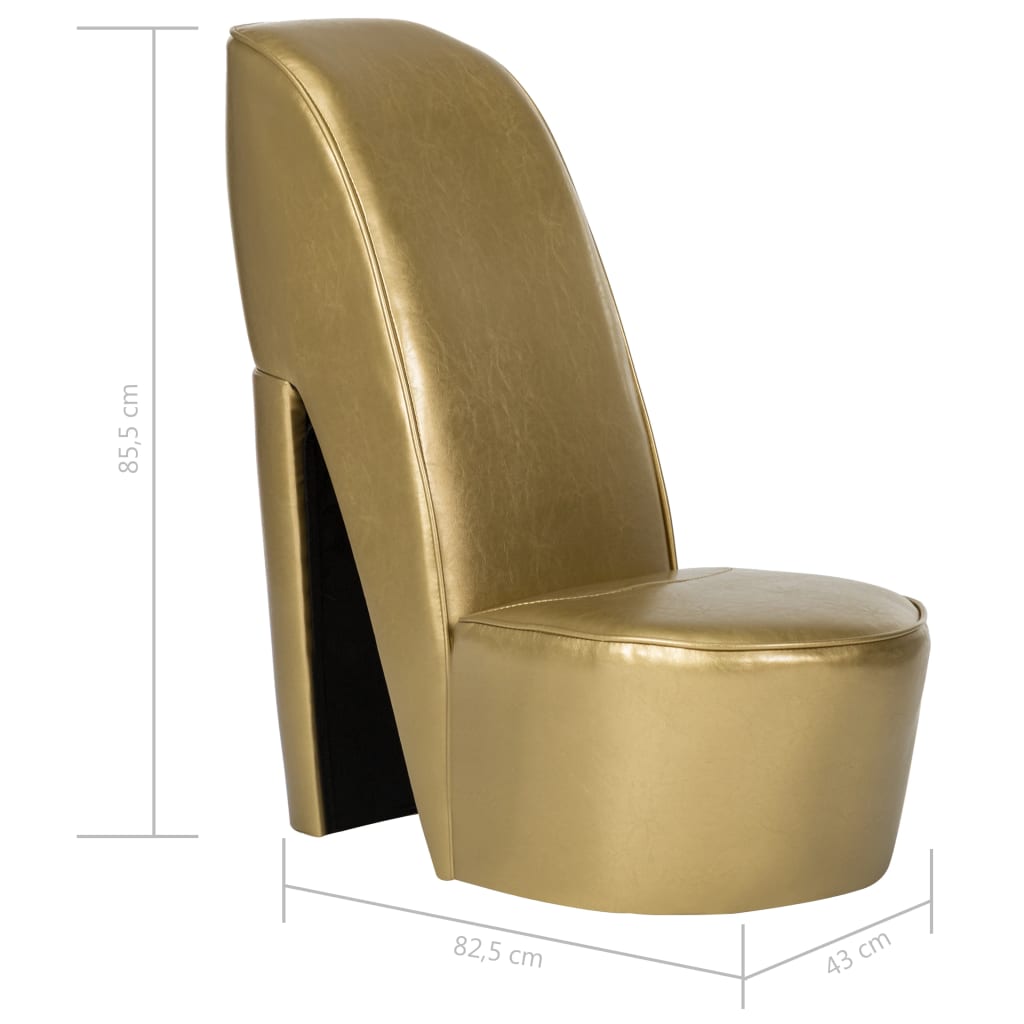 vidaXL stol højhælet sko-design kunstlæder guldfarvet