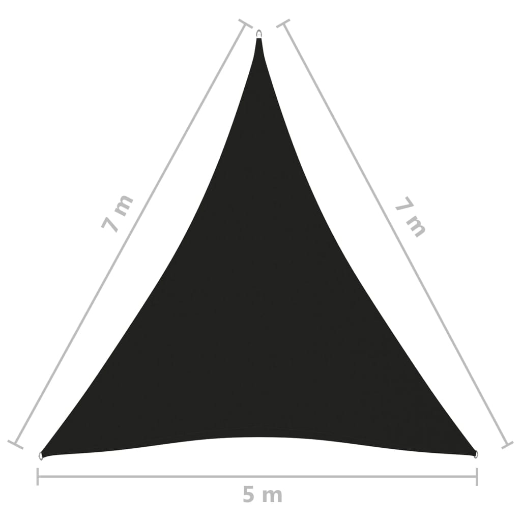 vidaXL solsejl 5x7x7 m trekantet oxfordstof sort