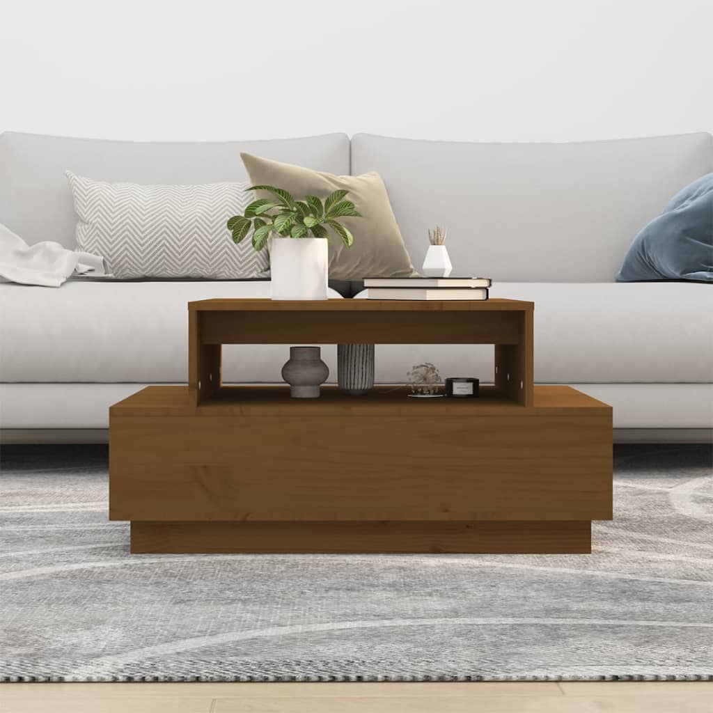vidaXL sofabord 80x55x40,5 cm massivt fyrretræ gyldenbrun