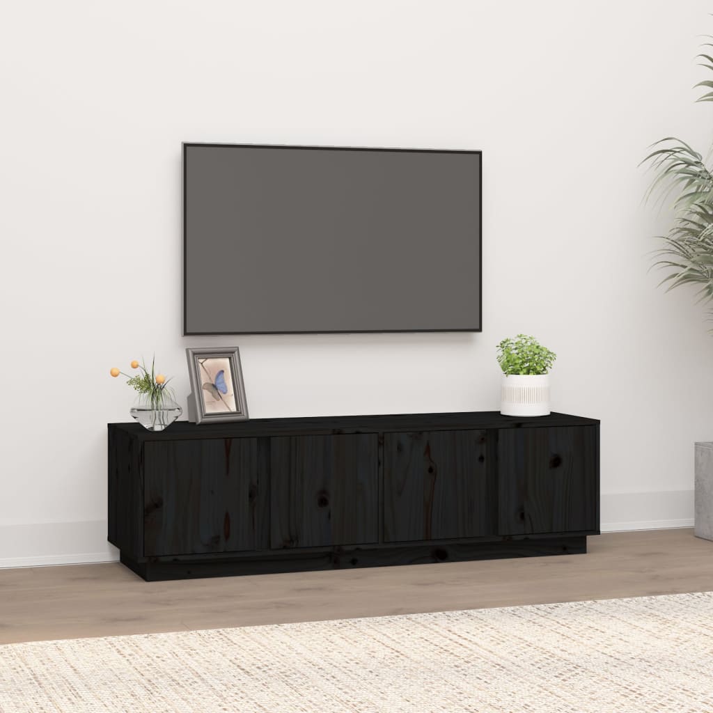 vidaXL tv-bord 140x40x40 cm massivt fyrretræ sort