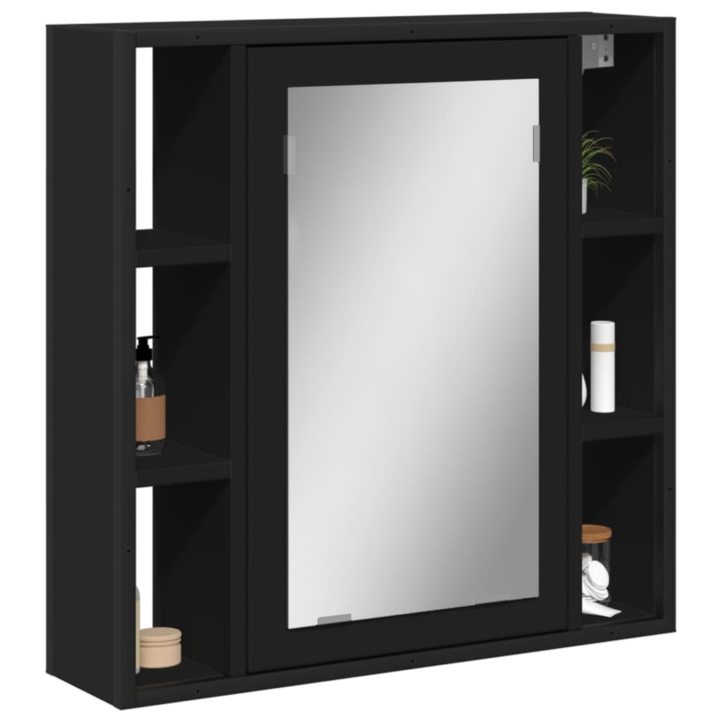 vidaXL badeværelsesskab med spejl 60x16x60 cm konstrueret træ sort