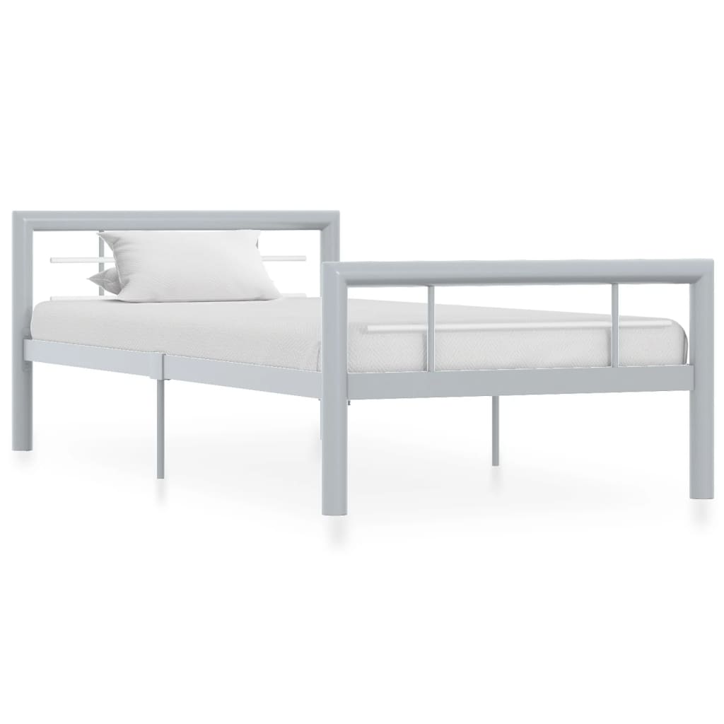 vidaXL sengestel 100x200 cm metal grå og hvid