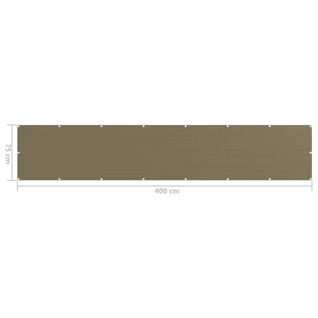 vidaXL altanafskærmning 75x400 cm HDPE gråbrun