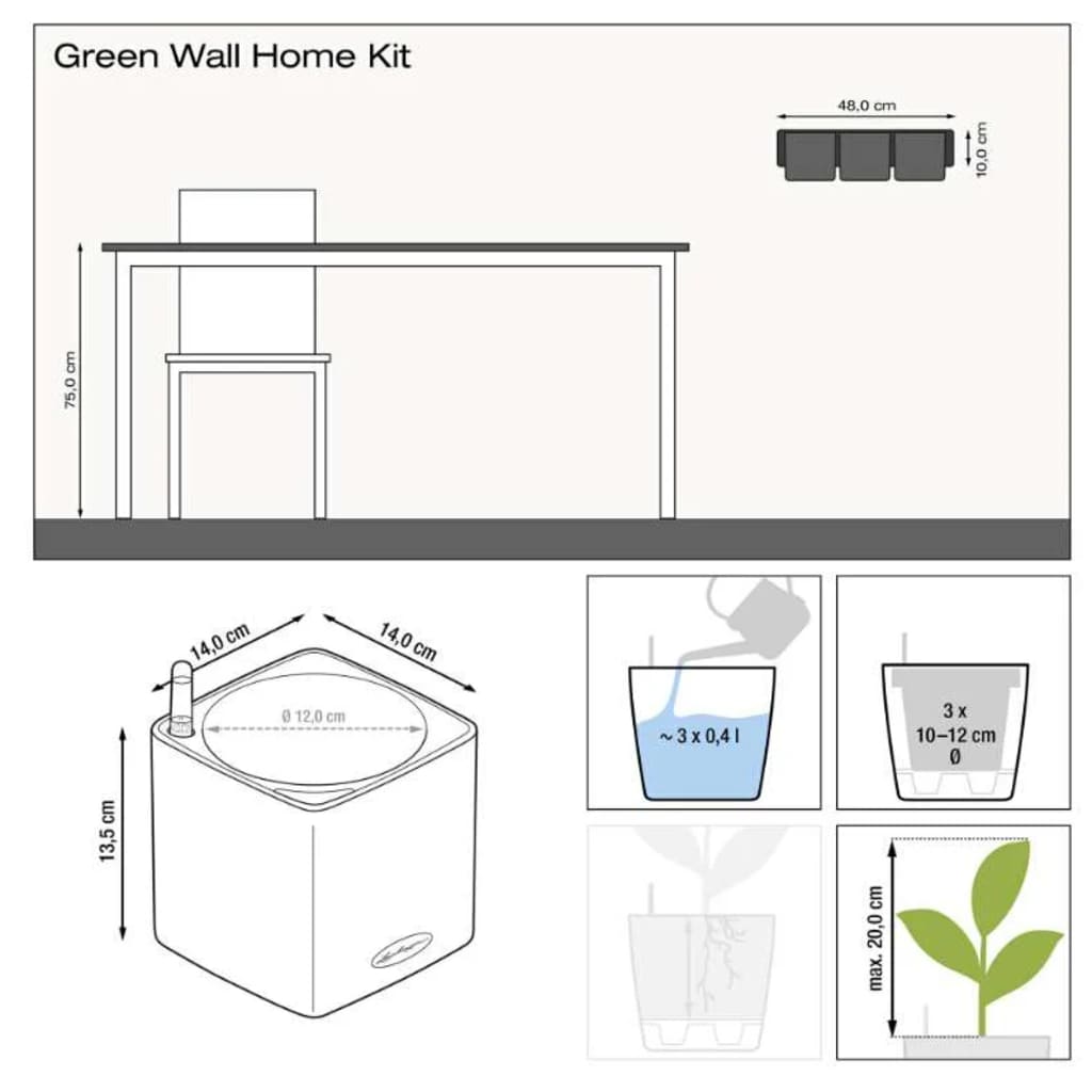 LECHUZA plantekrukker 3 stk. Green Wall Home Kit skifergrå