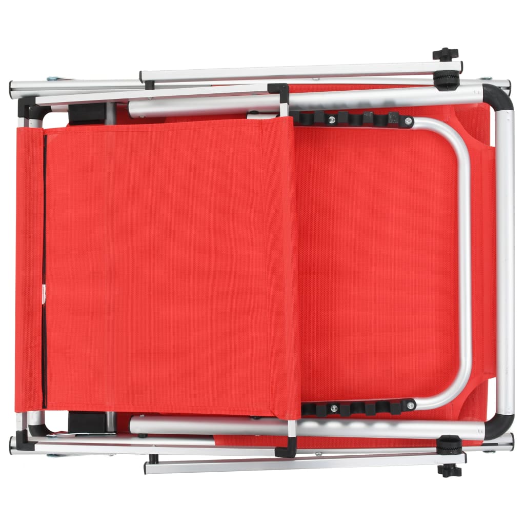 vidaXL foldbare liggestole m. baldakin 2 stk. aluminium textilene rød