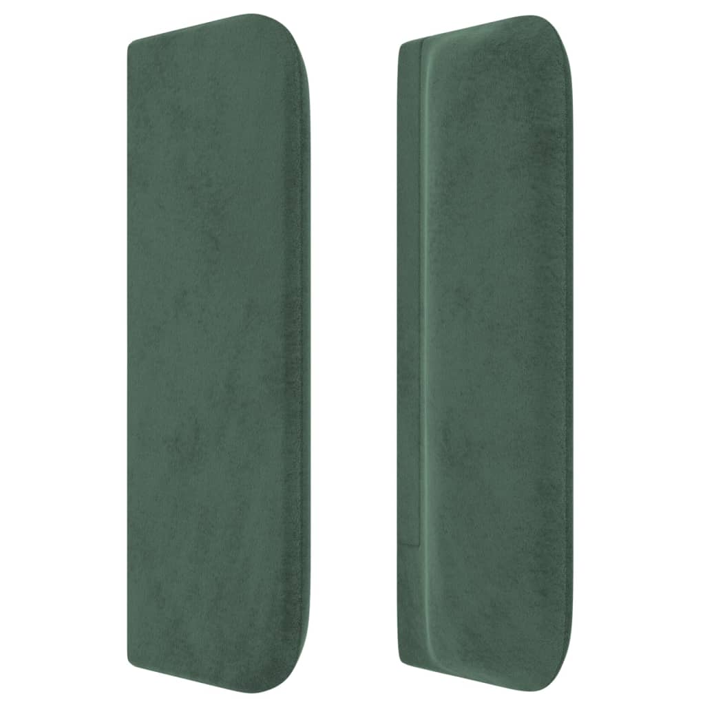 vidaXL sengegavl med kanter 147x16x78/88 cm fløjl mørkegrøn