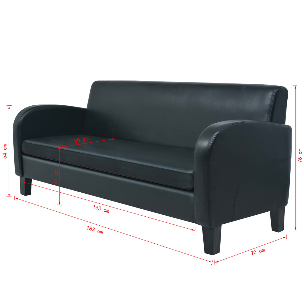 vidaXL 3-personers sofa kunstlæder sort