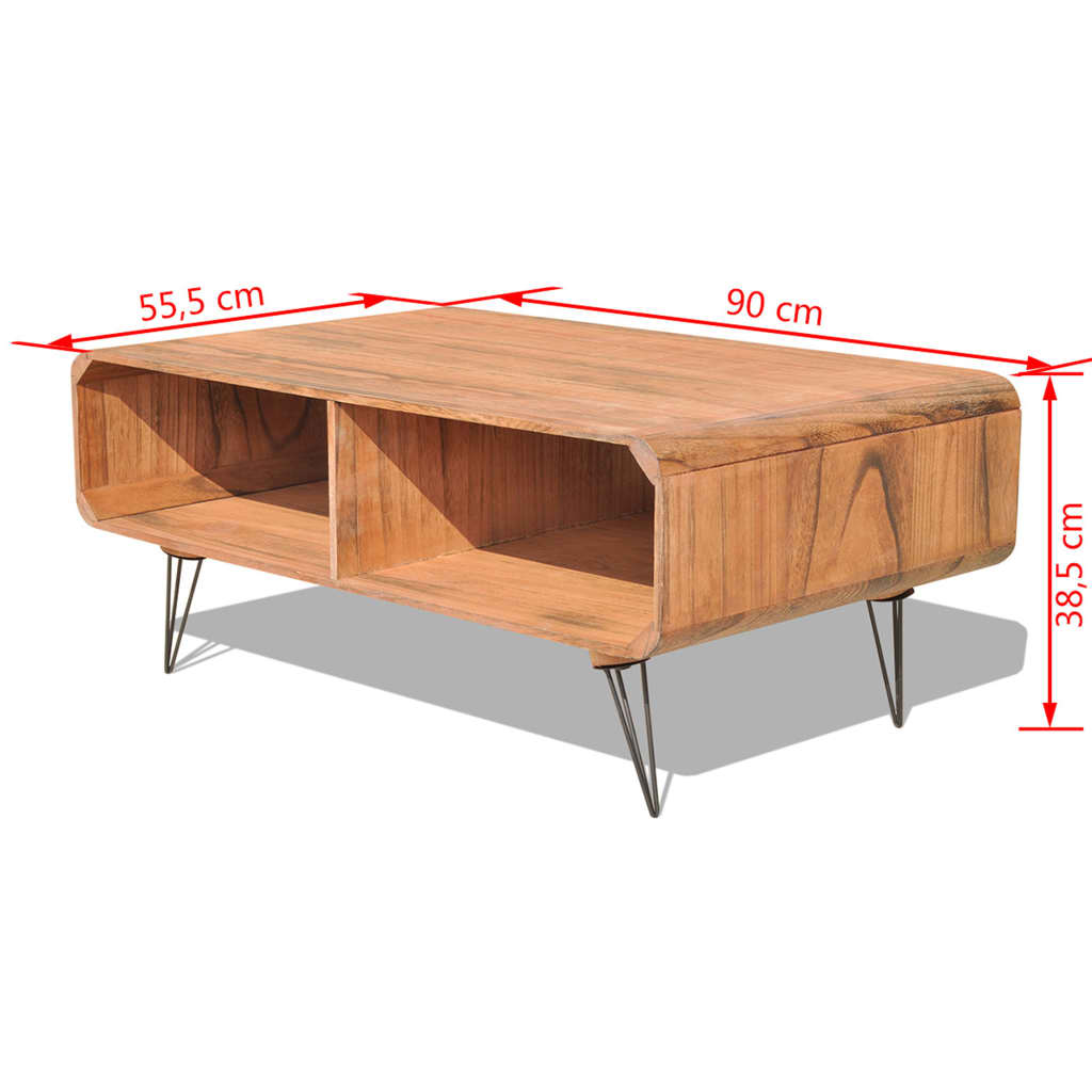 vidaXL sofabord 90x55,5x38,5 cm massivt kejsertræ brun