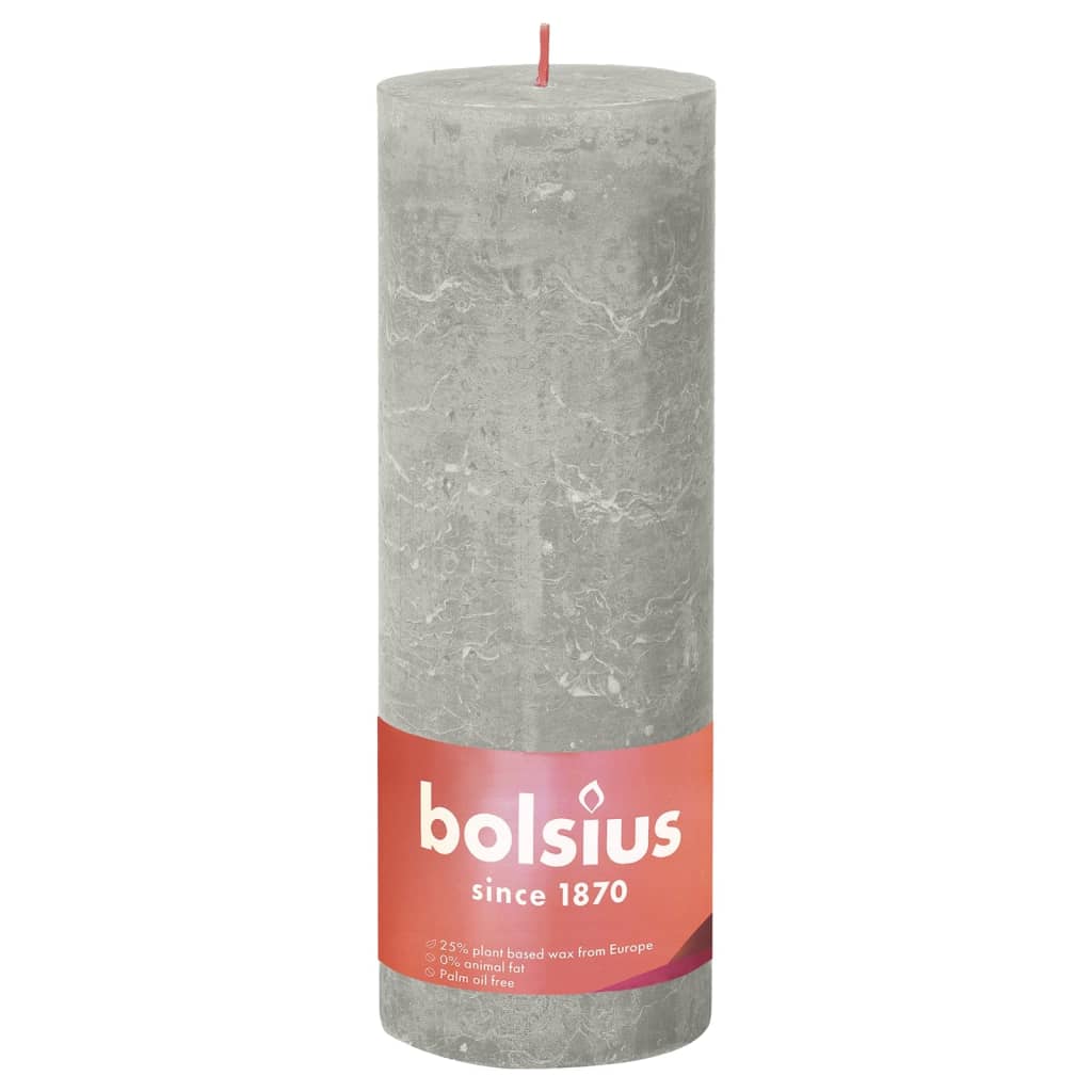 Bolsius rustikke søjlestearinlys Shine 4 stk. 190x68 mm lysegrå