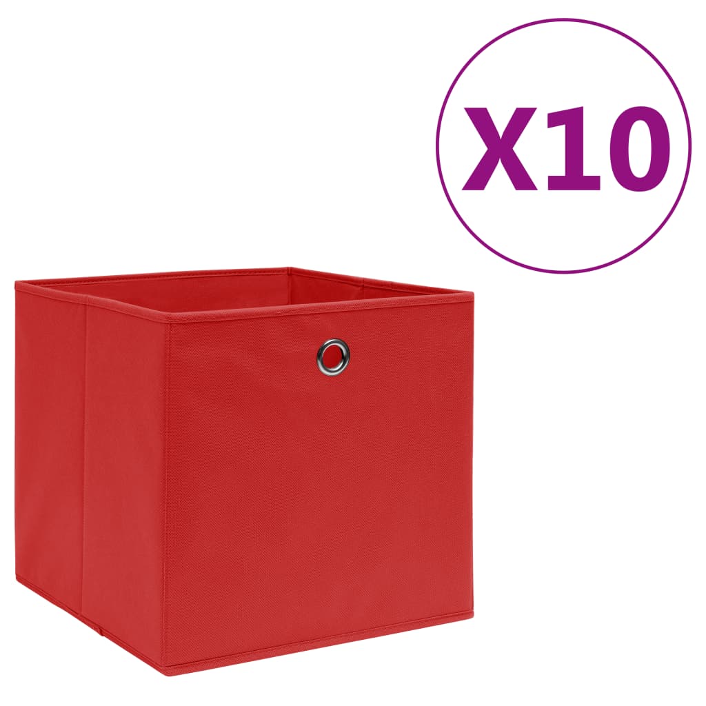 vidaXL opbevaringskasser 10 stk. ikke-vævet stof 28x28x28 cm rød