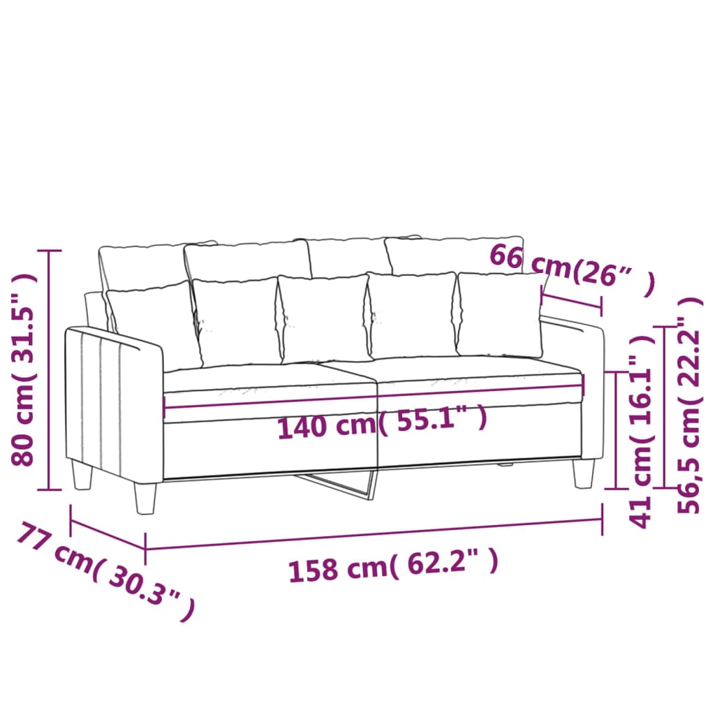 vidaXL 2-personers sofa 140 cm stof mørkegrå