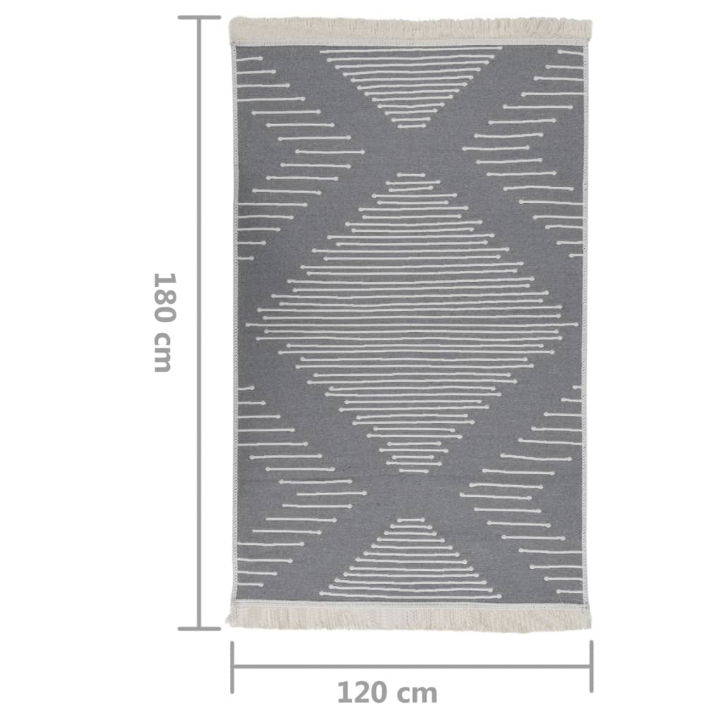 vidaXL gulvtæppe 120x180 cm bomuld mørkegrå