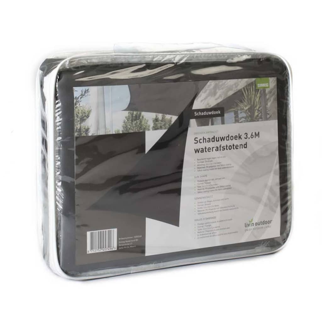 Livin'outdoor solsejl Como trekantet 3,6x3,6 m polyester grå