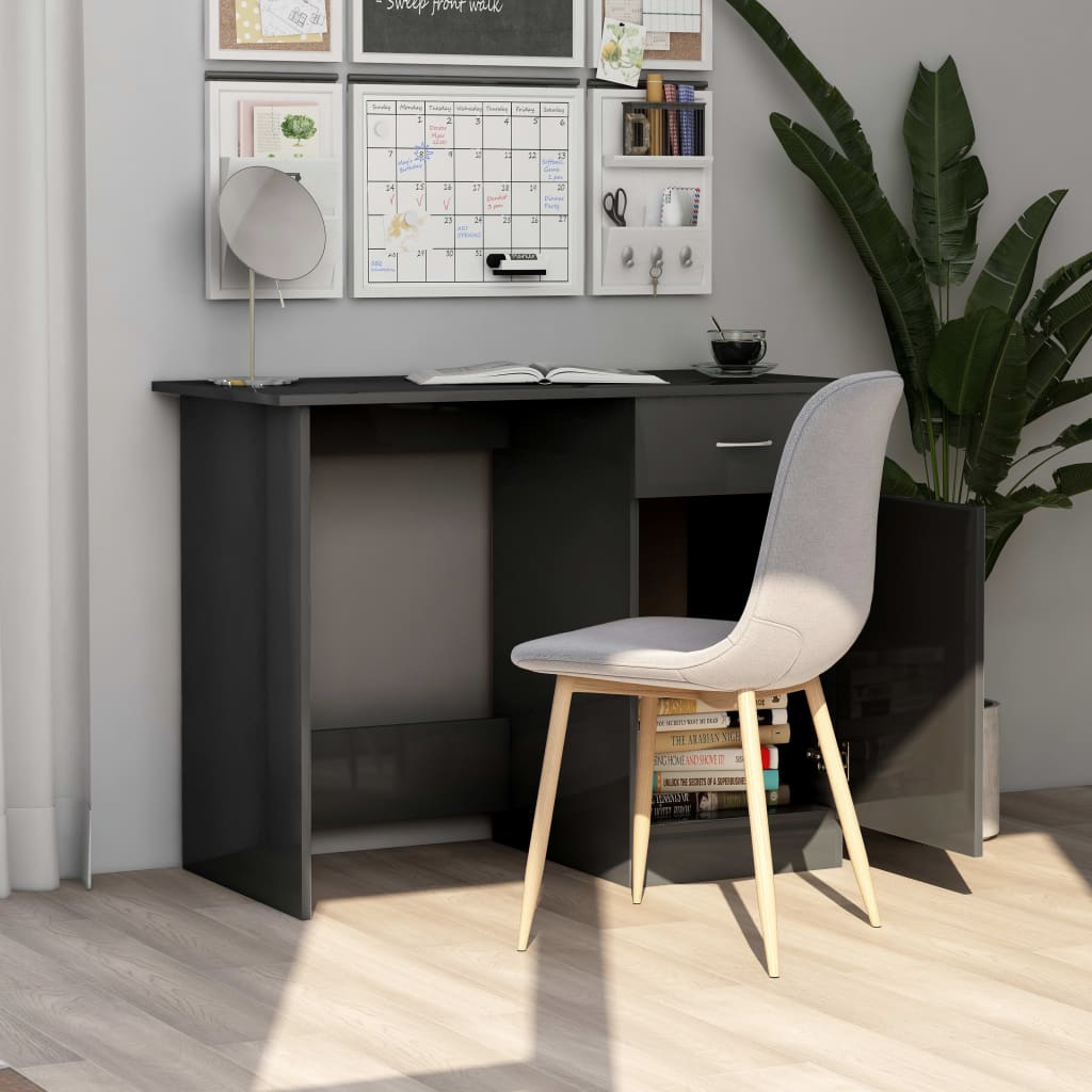 vidaXL skrivebord 100x50x76 cm konstrueret træ grå højglans