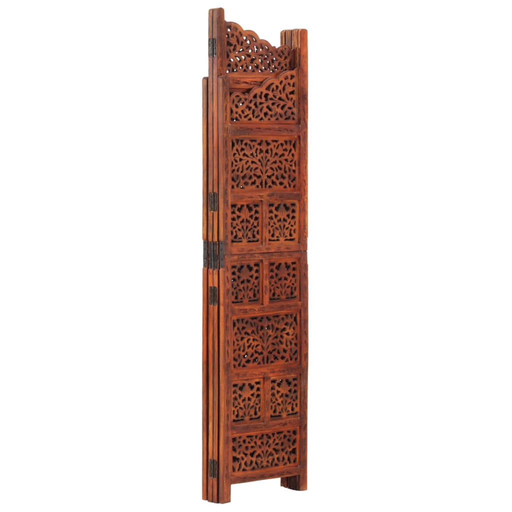 vidaXL 4-panels rumdeler håndskåret 160 x 165 cm massivt mangotræ brun