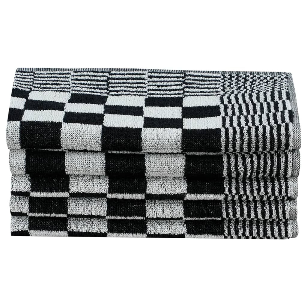vidaXL håndklædesæt 10 stk. bomuld sort og hvid