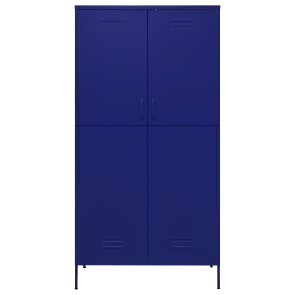 vidaXL garderobeskab 90x50x180 cm stål marineblå