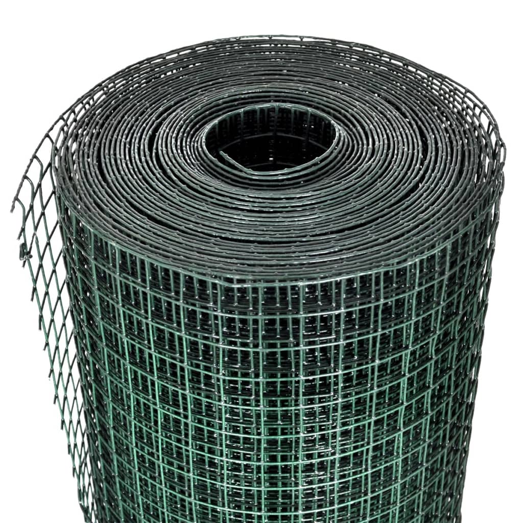 vidaXL hønsenet 25 x 1 m galvaniseret stål med PVC-belægning grøn