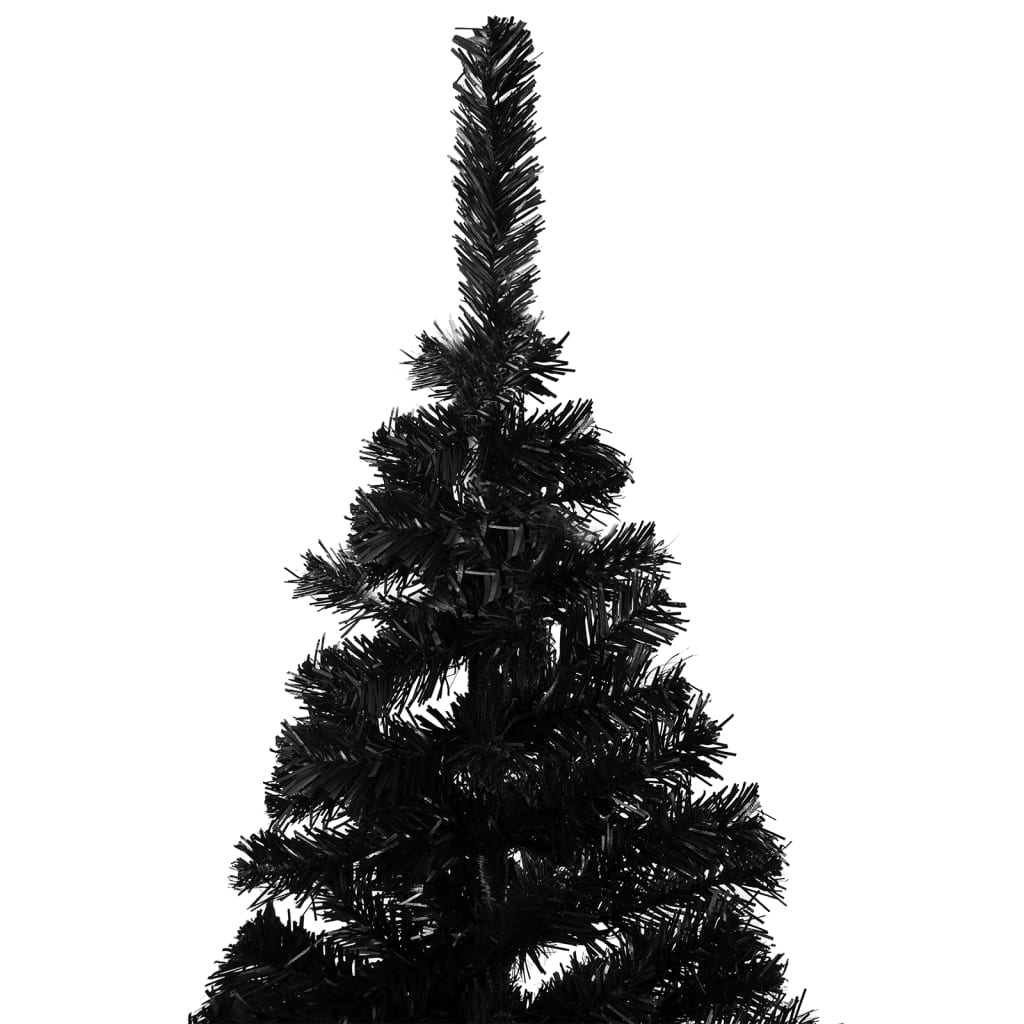 vidaXL kunstigt juletræ med lys og juletræsfod 120 cm PVC sort