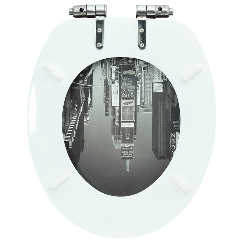 vidaXL toiletsæde med soft close-låg MDF New York-design